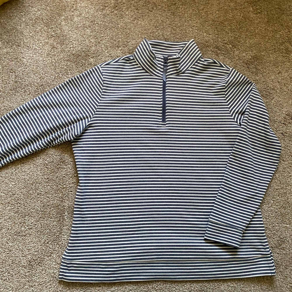 Croft & Barrow Womens Large 1/4 zip in blue and white stripes